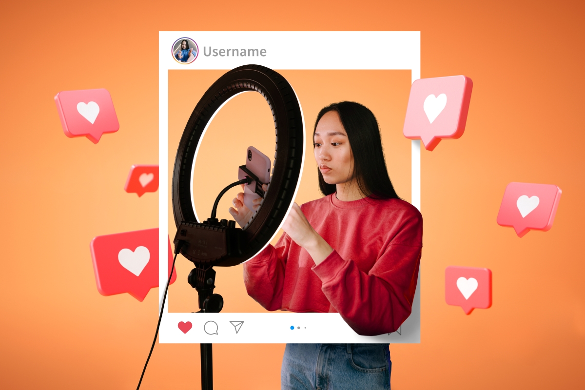 Il·lustració d'una influencer fent-se una foto