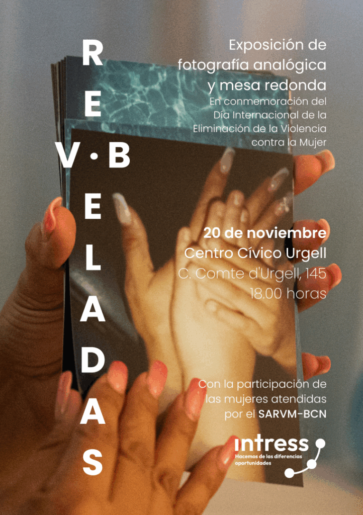 Cartel de la exposición fotográfica "Reveladas" que se inaugura en el Centro Cívico Urgell de Barcelona el 20 de noviembre a las 18 horas
